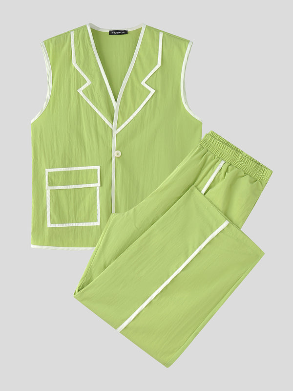 Men's Contrast Stripe Casual Two Pieces Outfit SKUL20995