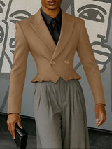 Men's Solid Color Casual Cropped Long Sleeve Blazer SKUL51874