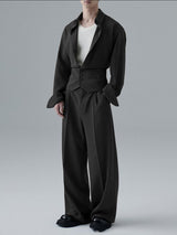 Men's Solid Color Casual Two Pieces Outfit SKUL37894