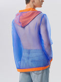 Mens Contrast Patchwork Chiffon See Through Hoodie SKUK00000