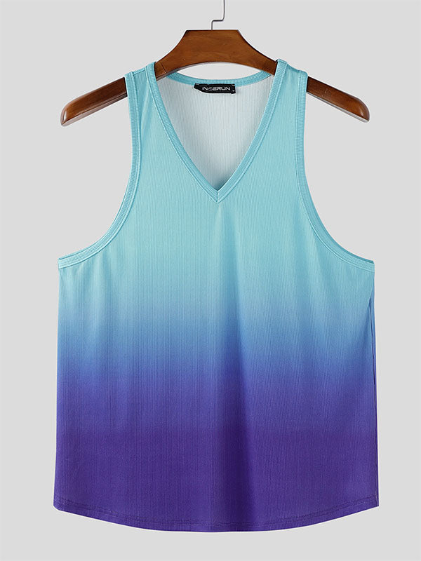 Men's Gradient Knit V-Neck Tank SKUL23577