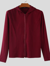 Men's Deconstructed Bat Ear Long Sleeve Zipper T-shirt SKUL35256