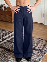 Men's Avant-Garde Cut Out G-String Waistband Wide Leg Pant SKUL66127
