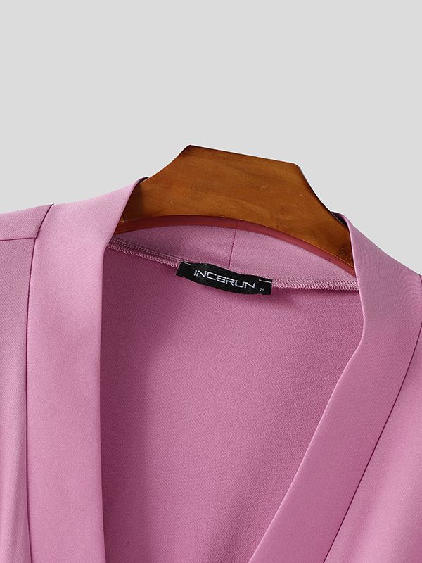 Men's Solid Color Cowl Neck Long Sleeve Jumpsuit SKUL45217