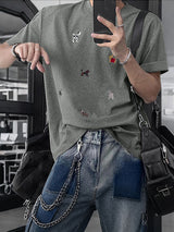 Men's Cartoon Puppy Embroidered Short Sleeve T-Shirt SKUL38902