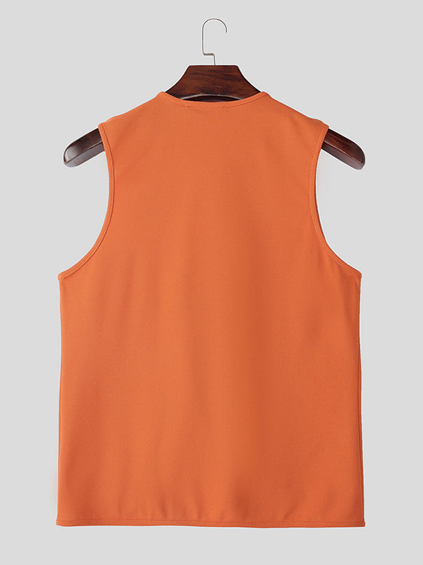 Mens Solid Color Split Hem Tank SKUL07479