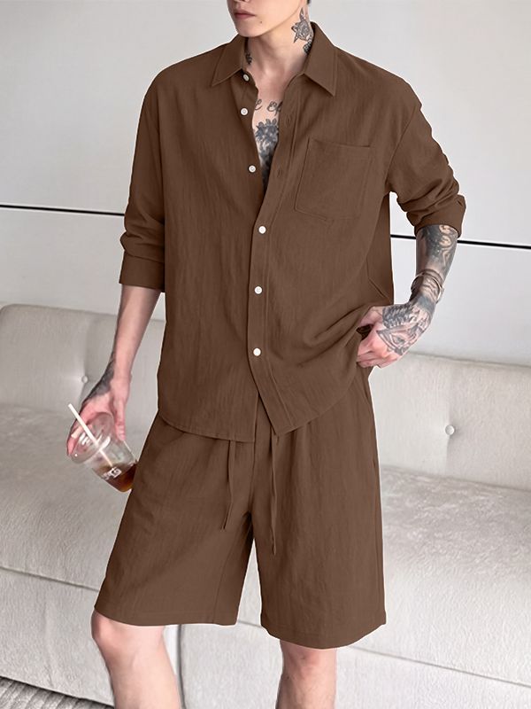 Men's Resort Relaxed Drop-Shoulder Two Pieces Outfit SKUL75509