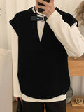 Mens Faux Leather Buckle Design Knit Waistcoat SKUK32395