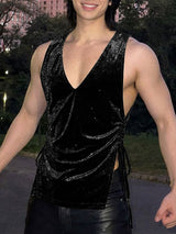 Men's Party Style Shiny Ruched Tank SKUL51937
