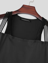 Men's Clean Fit Collarless Deep-V Snap Button Tank SKUL74871