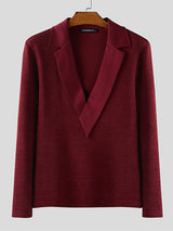 Men's Solid Color Knit Long Sleeve Sweater SKUL31942