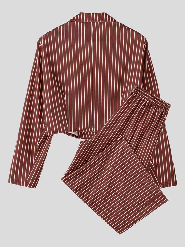Men's Striped Cropped Two Pieces Outfit SKUL33060
