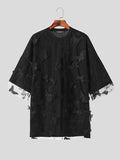Mens Lace Patchwork Half Sleeve T-Shirt SKUK45515