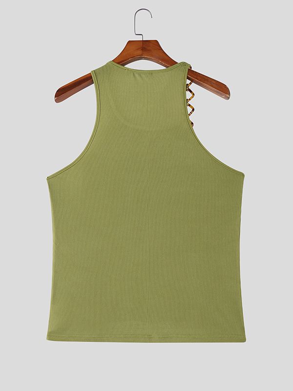 Men's Solid Color One Shoulder Casual Tank SKUL46560