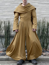 Men's Solid Color Loose Draped Neck Two Pieces Outfit SKUL50774