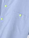 Mens Plaid Contrast Button Short Sleeve Shirt SKUK15848