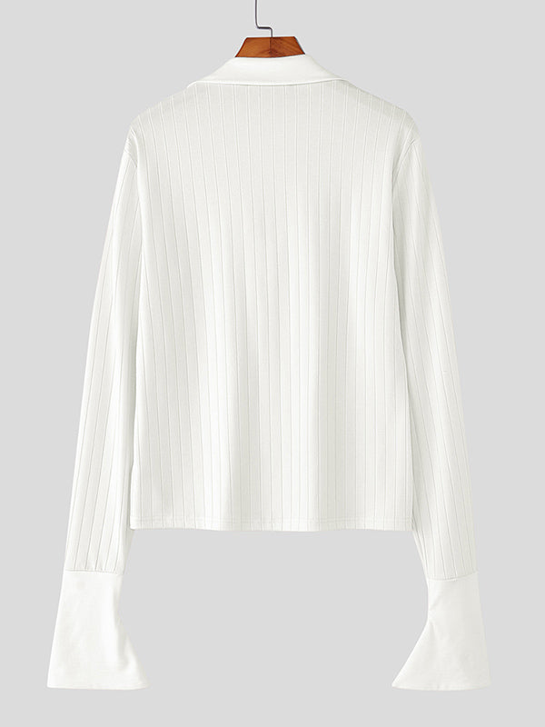 Men's Solid Textured Flared Long Sleeve Cardigan SKUL27437