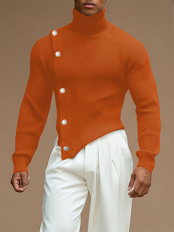 Men's Textured Knit High Neck Long Sleeve Sweater SKUL31989