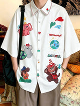 Men's Daily Casual Wear Cartoon Animal Print Oversized Casual Shirt SKUL59660
