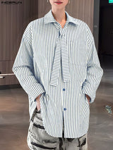 Men's Striped Tie Casual Long Sleeve Shirt SKUL30586