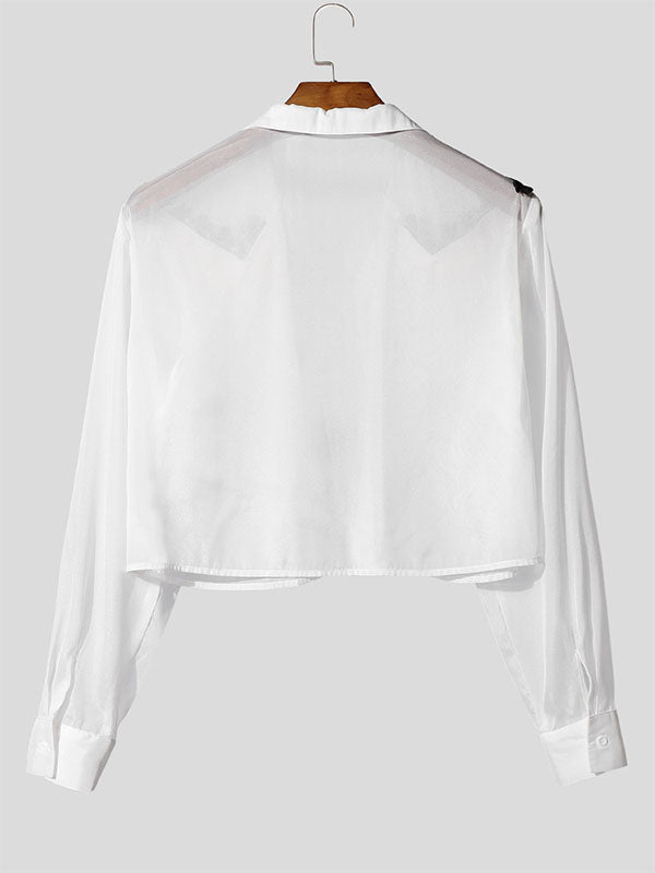 Mens Floral Embroidered Sheer Long Sleeve Cardigan SKUL13046