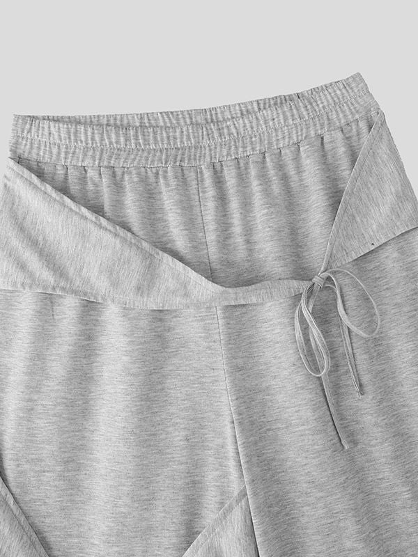 Men's Deconstructed Drawstring Cross Design Casual Pant SKUL36335