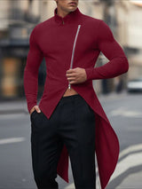 Men's Solid Color Zip Knit Stand Collar Cardigan SKUL47928