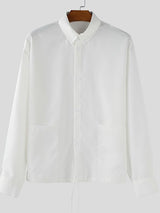 Men's Solid Drawstring Long Sleeve Shirt SKUL35117