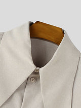 Men's High Street Early Autumn Drop Shoulder Cropped Long Sleeve Exaggerated Lapel Collar Shirt SKUL76420