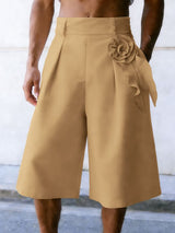 Men's Solid Color 3D Floral Patchwork Casual Short SKUL50068