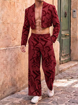 Men's Graffiti Print Cropped Two Pieces Outfit SKUL40124