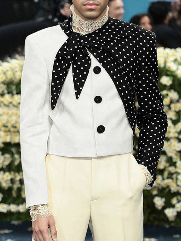 Men's Polka Dot Print Long Sleeve Blazer SKUL25786