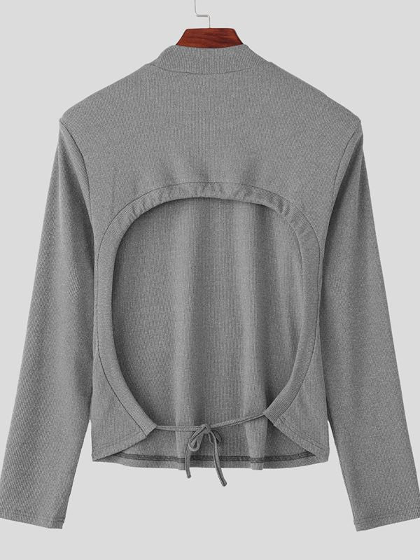Men's Back Cutout Long Sleeve T-shirt SKUL44012