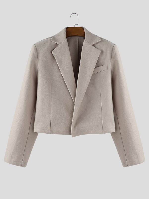 Men's Solid Color Cropped Long Sleeve Blazer SKUL30419