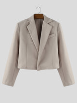 Men's Solid Color Cropped Long Sleeve Blazer SKUL30419