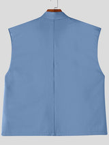 Men's New Chinese Style Asymmetric Placket Frog Button Tank SKUL54752