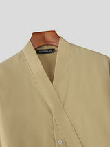 Men's Ribbon V Neck Long Sleeve Shirt SKUL42528