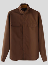 Men's Vintage Design Stand Collar Long Sleeve Shirt SKUL35272