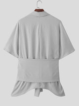 Men's Asymmetrical Placket Tie Short Sleeve Cardigan SKUL24951