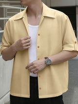 Men's Solid Color Casual Short Sleeve Shirt SKUL39365