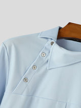 Men's Early Autumn Urban Casual Diagonal Placket Long Sleeve Lapel Collar Shirt SKUL81148