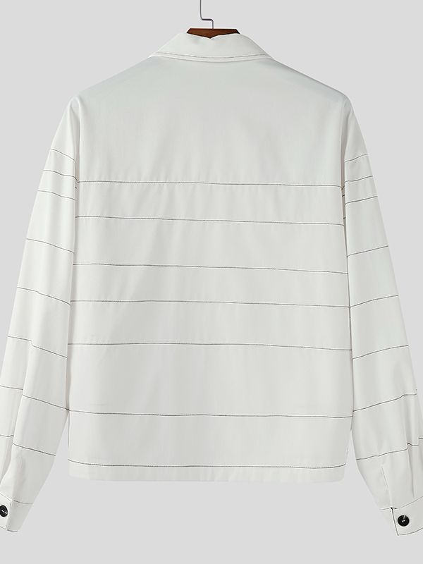 Men's Retro Striped Long Sleeve Jacket SKUL35276