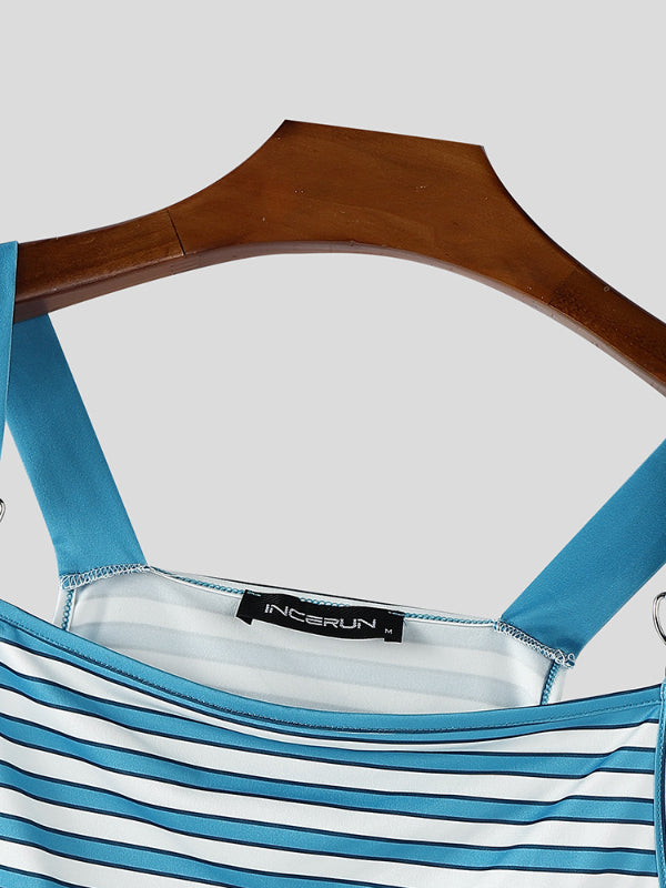 Men's Striped Wide Strap Cropped Tank SKUL20998