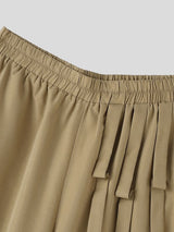 Men's Japanese Harajuku Side Ribbon Tie-Knot Pleated Extreme Wide-Leg Palazzo Pant SKUL66975