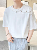 Mens Solid Button Design Short Sleeve T-Shirt SKUK09571