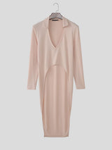 Men's Deconstructed Textured Long Hem Long Sleeve T-shirt SKUL53022