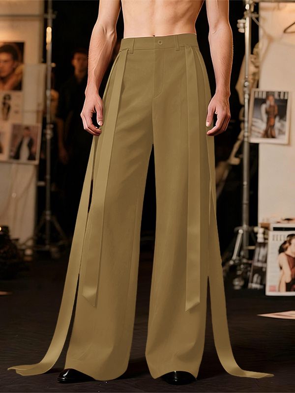 Men's Solid Color Loose Tie Waist Pant SKUL62164