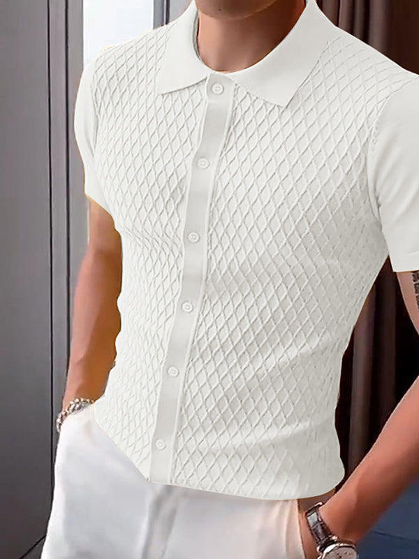 Mens Texture Knitted Short Sleeve Shirt SKUK99343