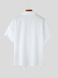 Mens Solid Texture Lapel Half Sleeve Shirt SKUK16988