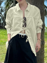 Men's Tie Striped Long Sleeve Shirt SKUL31907